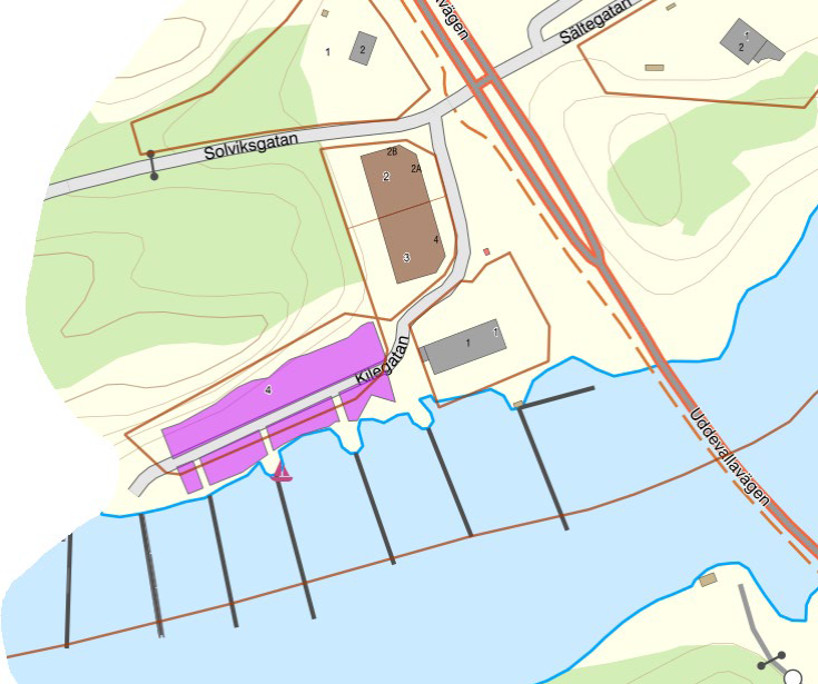 Karta som visar var området för berörda båtplatser i Hålkedalen finns