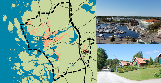 Karta över planområdet FÖP Strömstad tätort med Skee